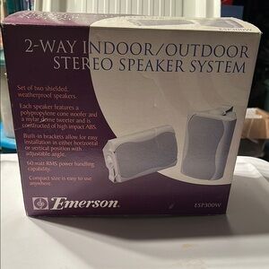 Emerson 2-Way Indoor/Outdoor Stereo Speaker System - White